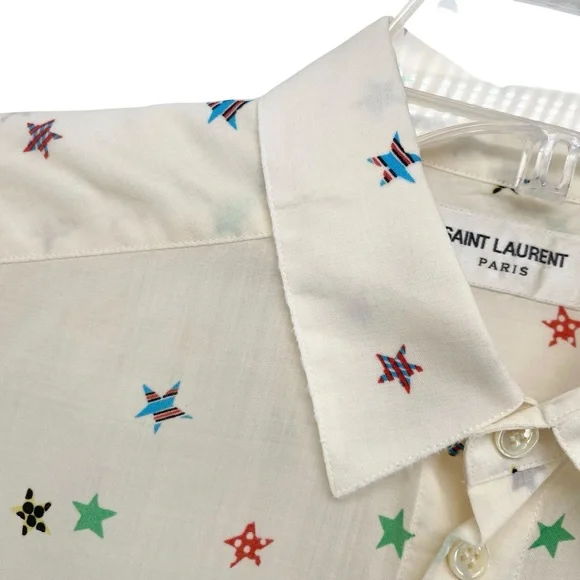 Saint Laurent Star Print Short Sleeve Button Down Shirt